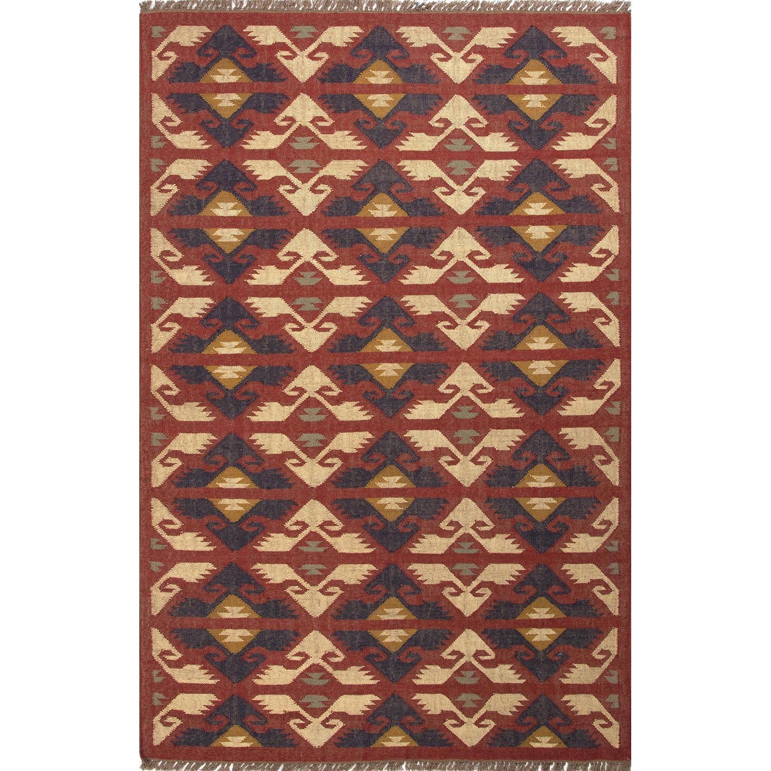 Handmade Red/ Ivory Jute Reversible Rug (5 X 8)