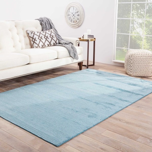 Shop Phase Handmade Solid Aqua Area Rug (8' X 10') - On Sale - Free 