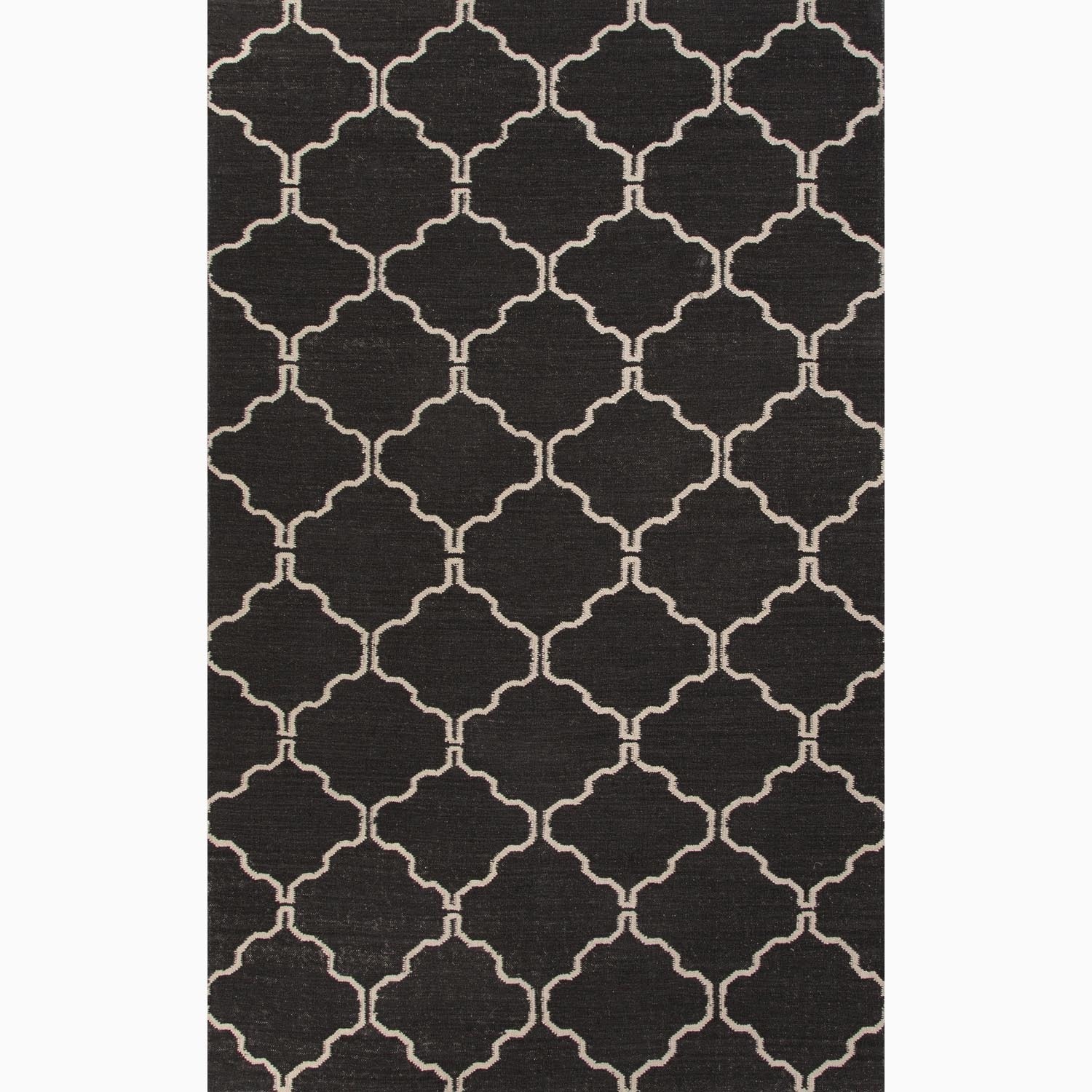 Hand made Moroccan Pattern Black/ Ivory Wool Rug (2x3)