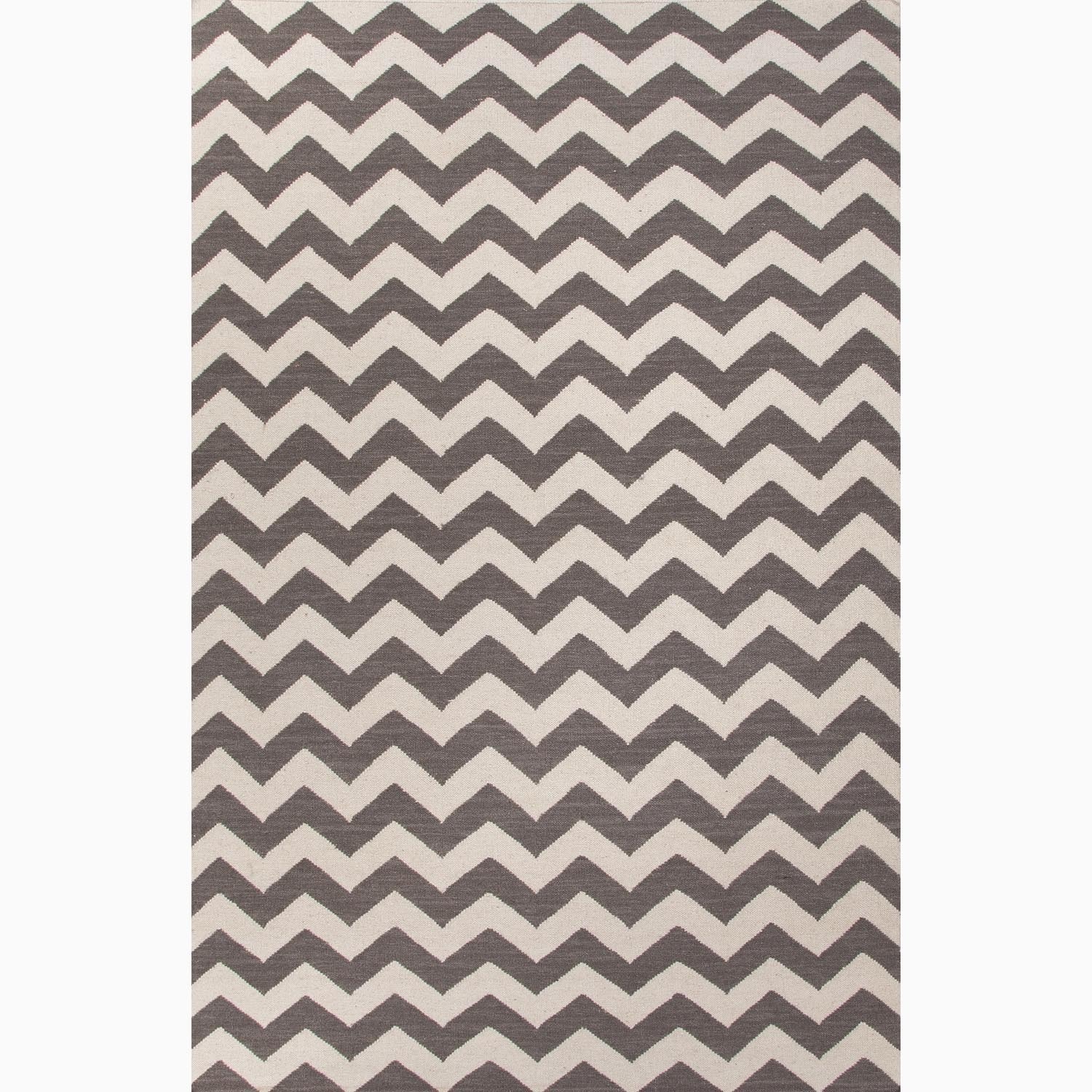 Handmade Easy care Chevron Gray/ Ivory Wool Area Rug (5 X 8)