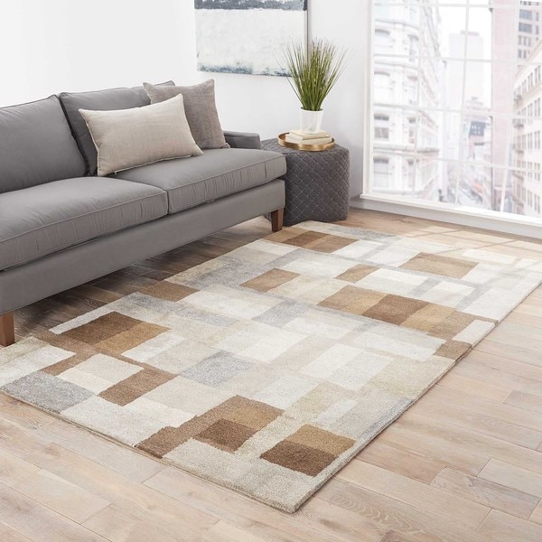 Calix Handmade Geometric Brown/ Gray Area Rug (5' X 8') - 5' x 8'