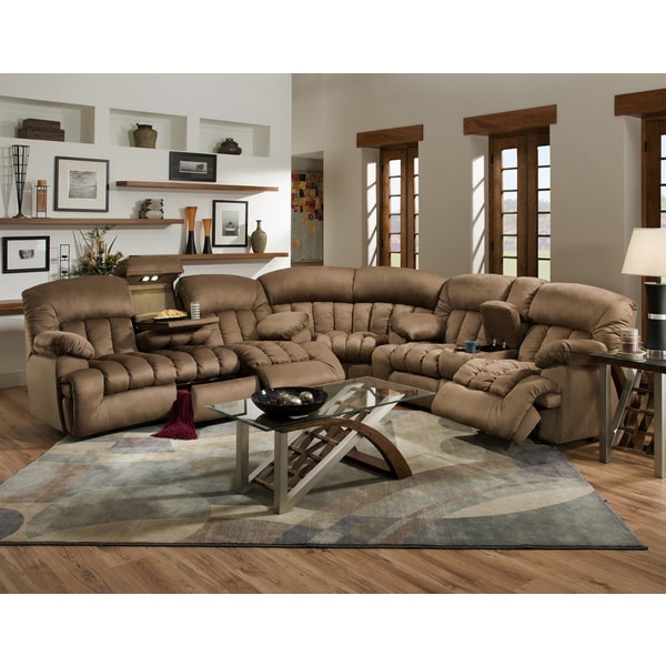 Carrington Motion Brown Plush Mink 3piece Sectional Sofa Free