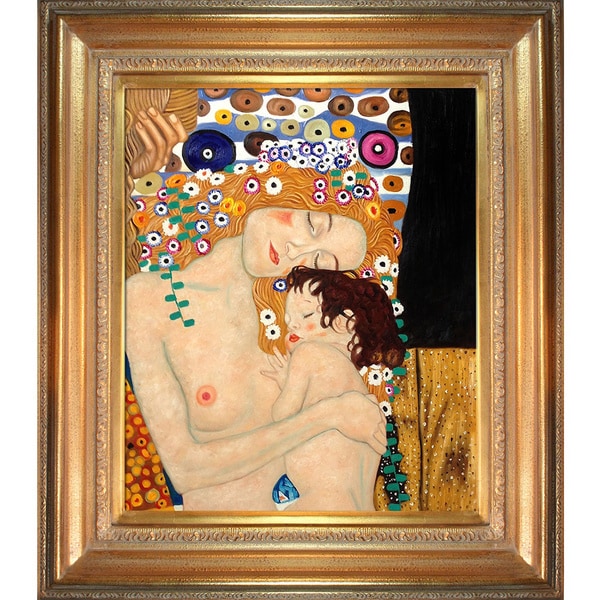 Gustav Klimt Mother and Child Hand Painted Framed Canvas Art