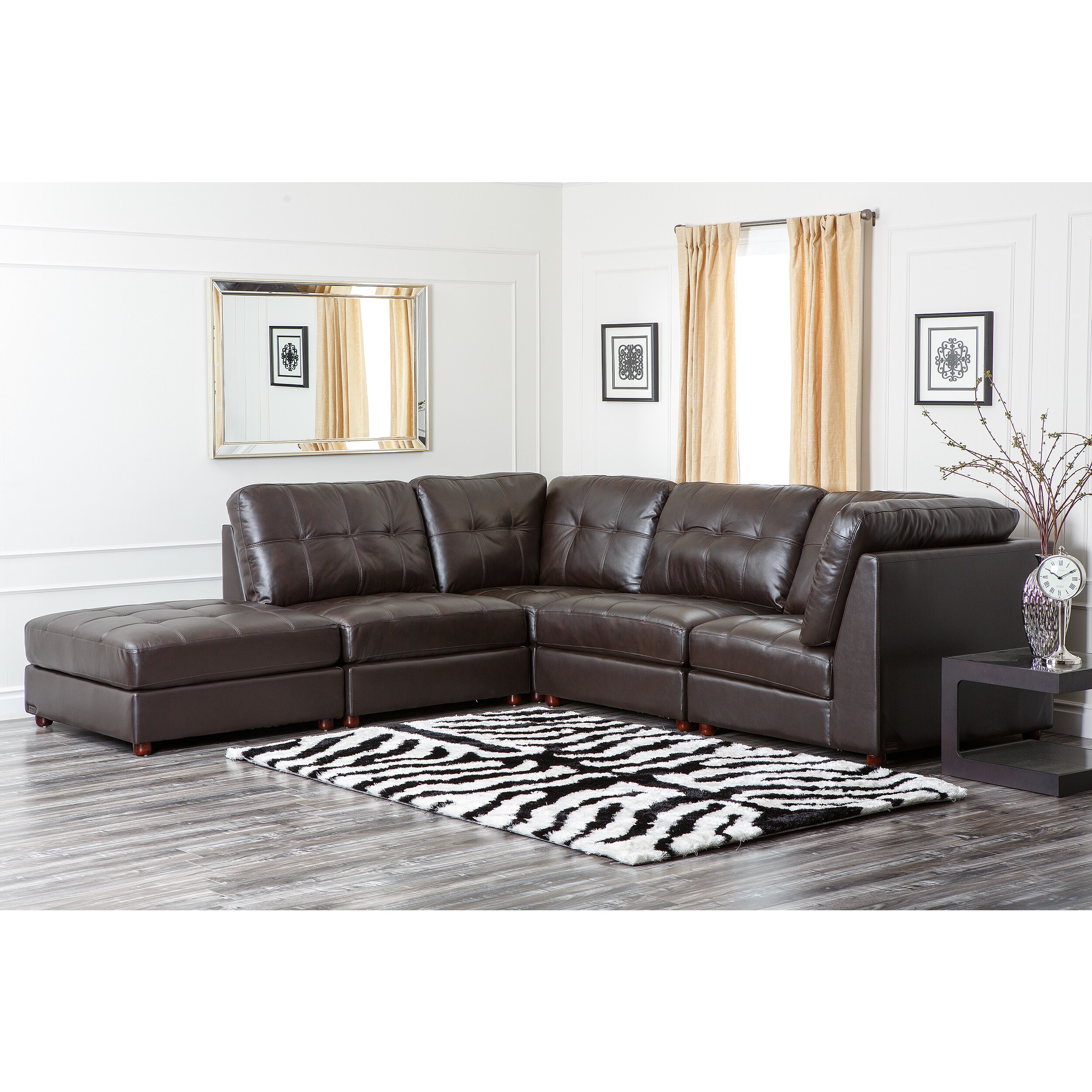 Abbyson Sonoma Top Grain Leather Modular Sectional Sofa Abbyson Sonoma Top Grain Leather