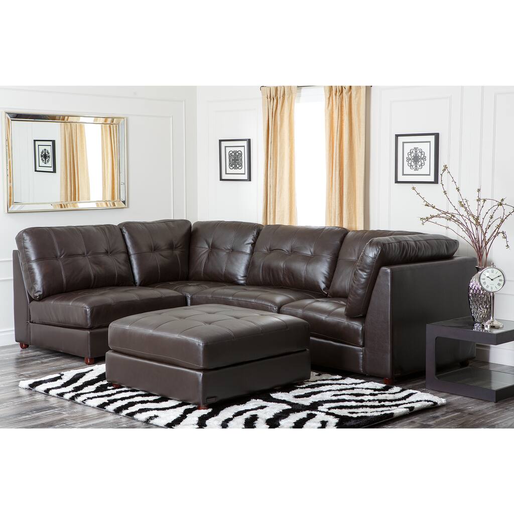 Abbyson Sonoma Top Grain Leather Modular Sectional Sofa