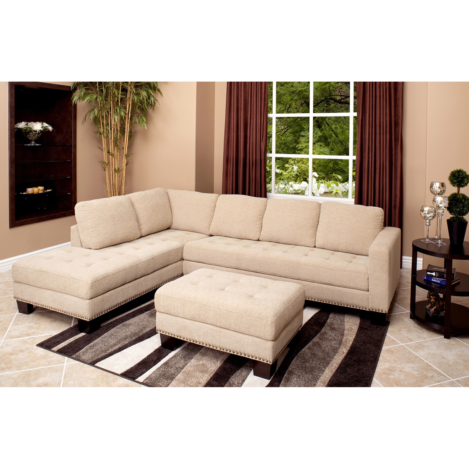 Abbyson Living Claridge Fabric Sectional And Ottoman Set