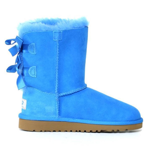 Ugg Kids 'Bailey' Blue Sky Leather Bow Boots - 15847250 - Overstock.com ...