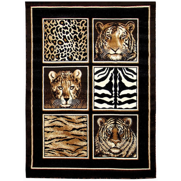 Skinz Design Black Animal Print Rug (5x7)