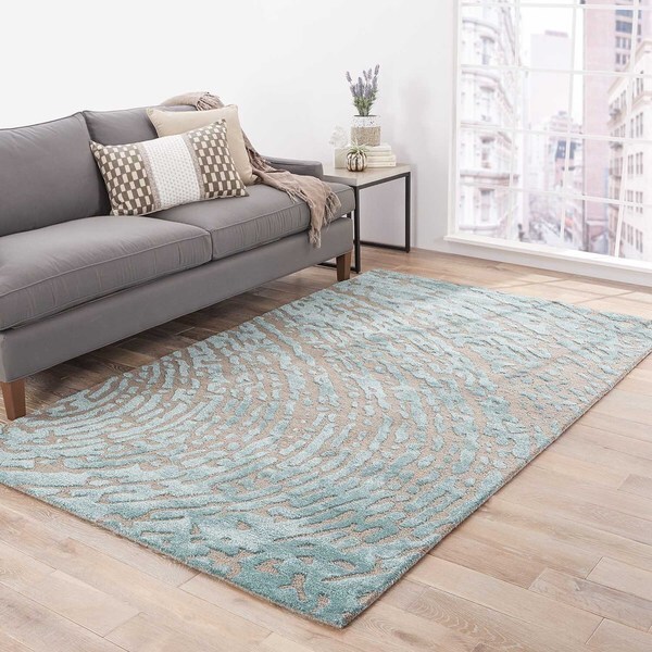 Imprint Handmade Abstract Gray/ Teal Area Rug (5' X 8') - 5' x 8'