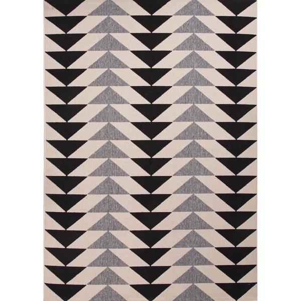 Maverick Indoor/ Outdoor Geometric Black/ Cream Area Rug - 7'11 x 10'