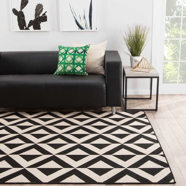 Venti Indoor Outdoor Geometric Black Cream Area Rug 7 11 X Venti Indoor Outdoor Geometric Black Cream Area Rug 7 X27 11