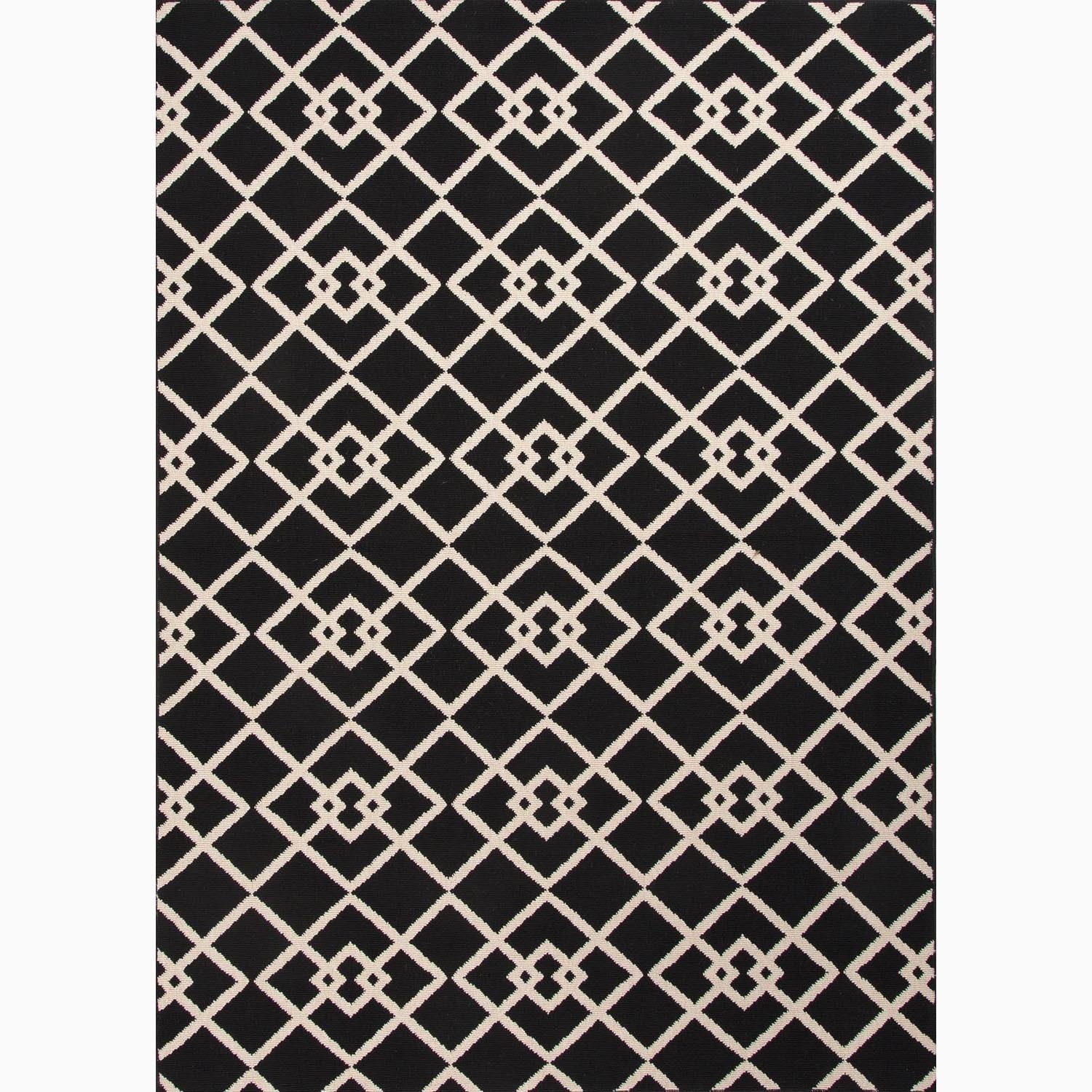 Hand made Black/ Ivory Polypropylene Easy Care Rug (4x5.3)