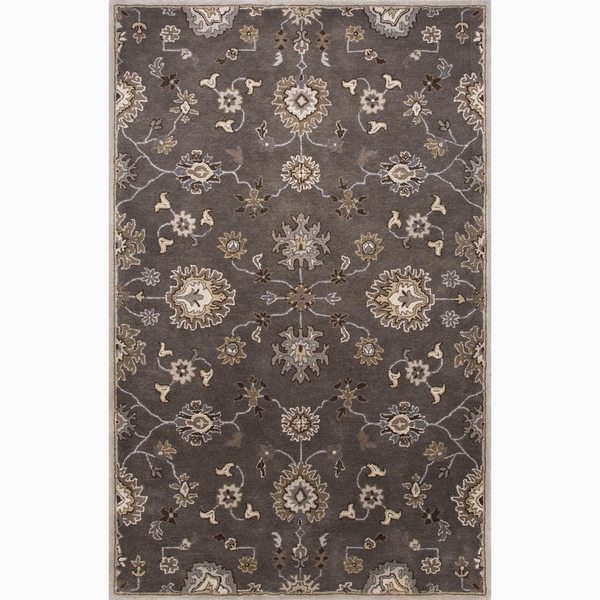 Savani Handmade Floral Gray/ Tan Area Rug - 5' x 8'