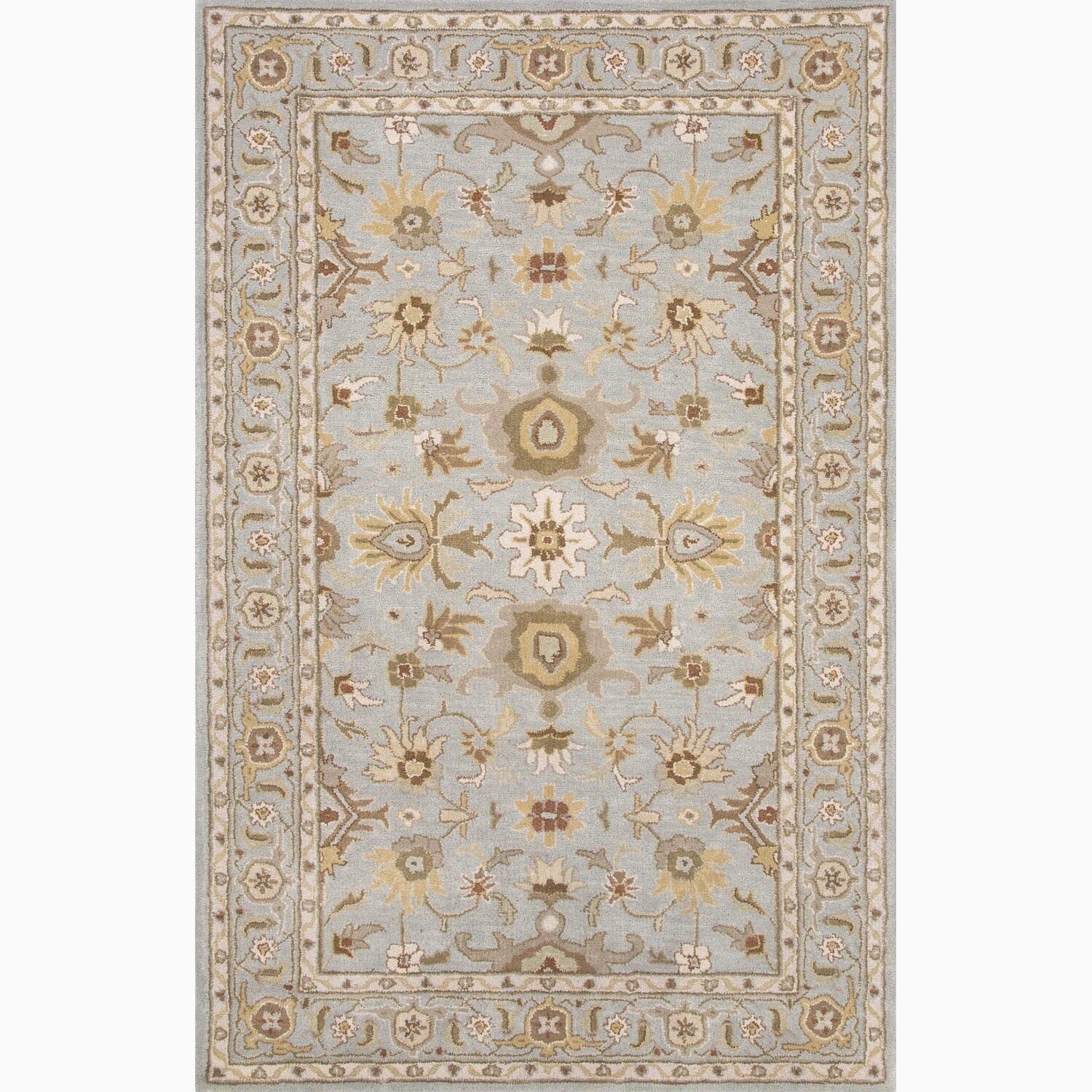 Shop Genoa Handmade Floral Area Rug Overstock 8573235 Blue Tan 3 6 X 5 6