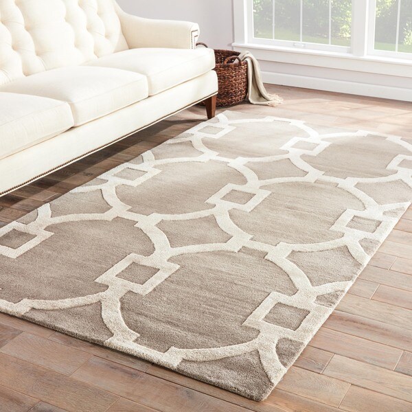 Bronx Handmade Trellis Light Gray White Area Rug 5 X