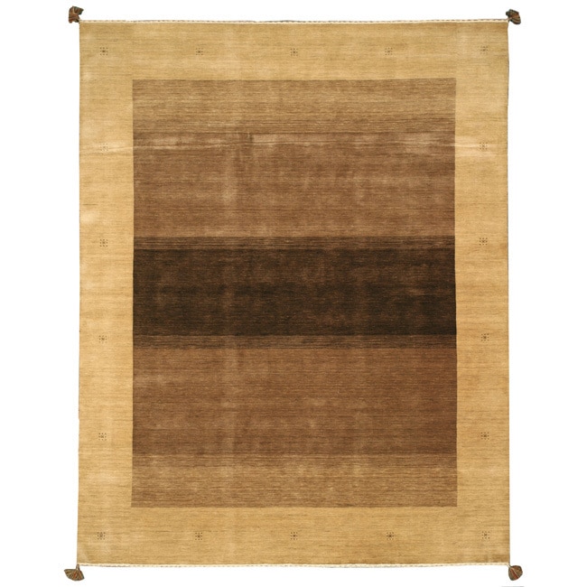 Handmade Tasseled Kashkuli Brown Wool Rug (8 X 10)