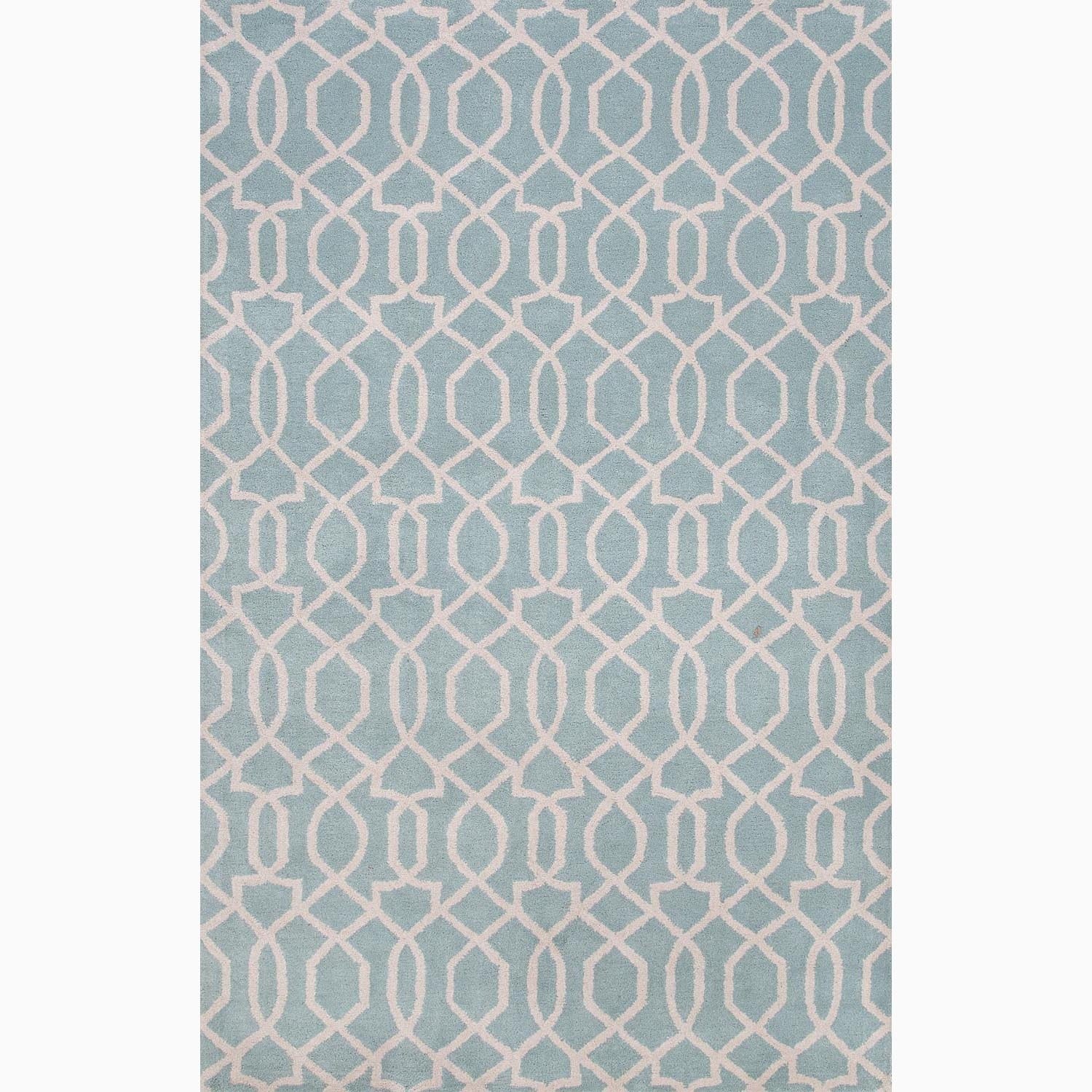 Hand made Blue/ Ivory Wool Textured Rug (5x8)