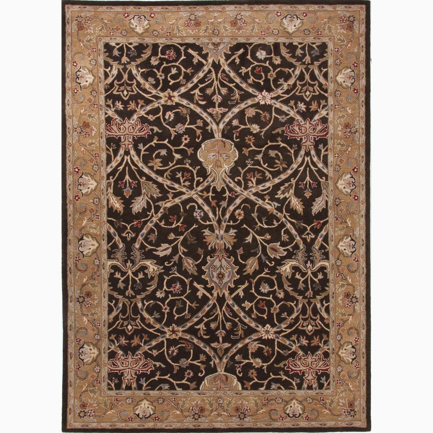 Handmade Arts And Craft Pattern Brown/ Tan Wool Rug (8 X 10)