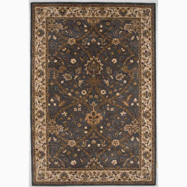 Shop Hand Made Arts And Craft Pattern Blue Ivory Wool Rug 9x12