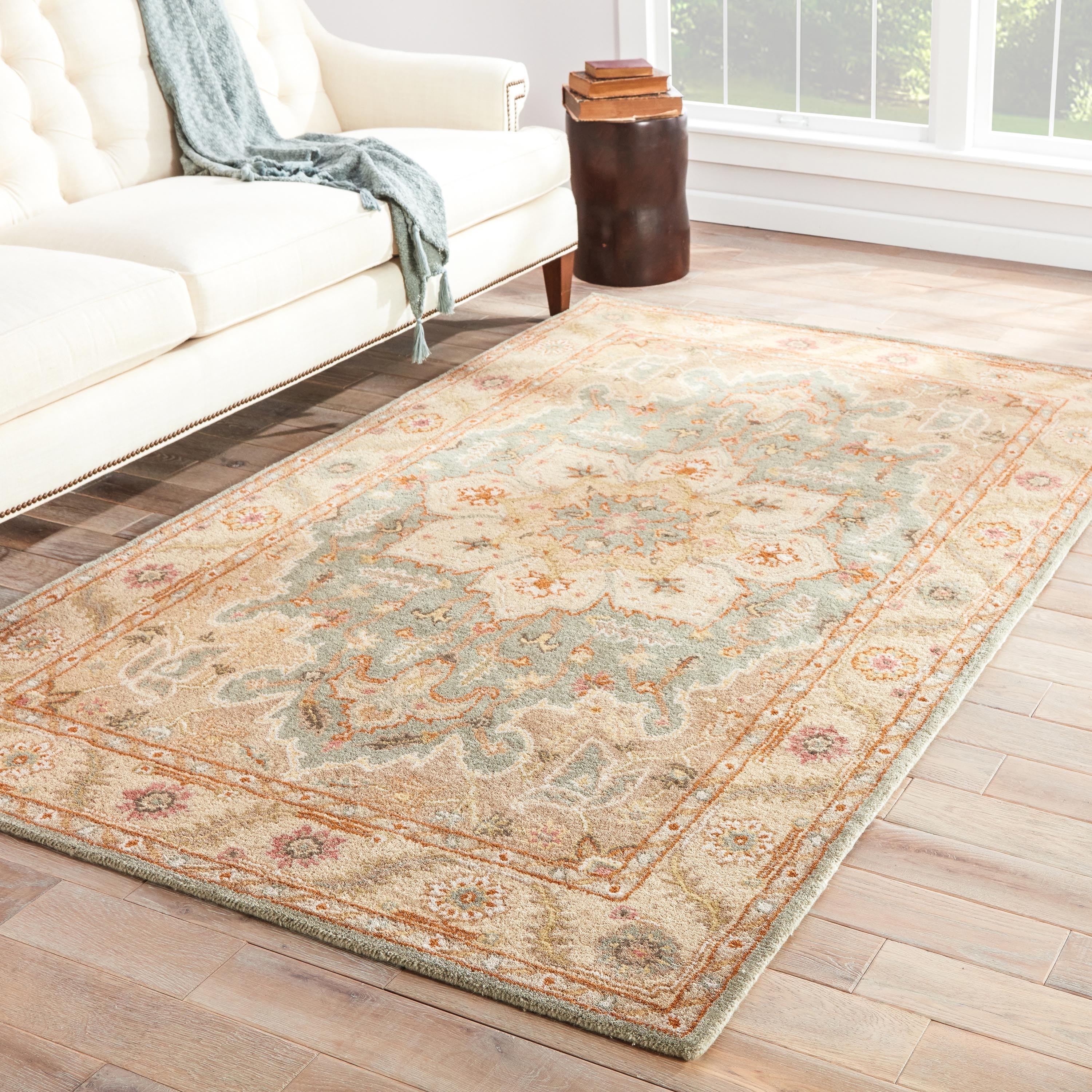 Hand made Oriental Pattern Blue/ Ivory Wool Rug (9x12)