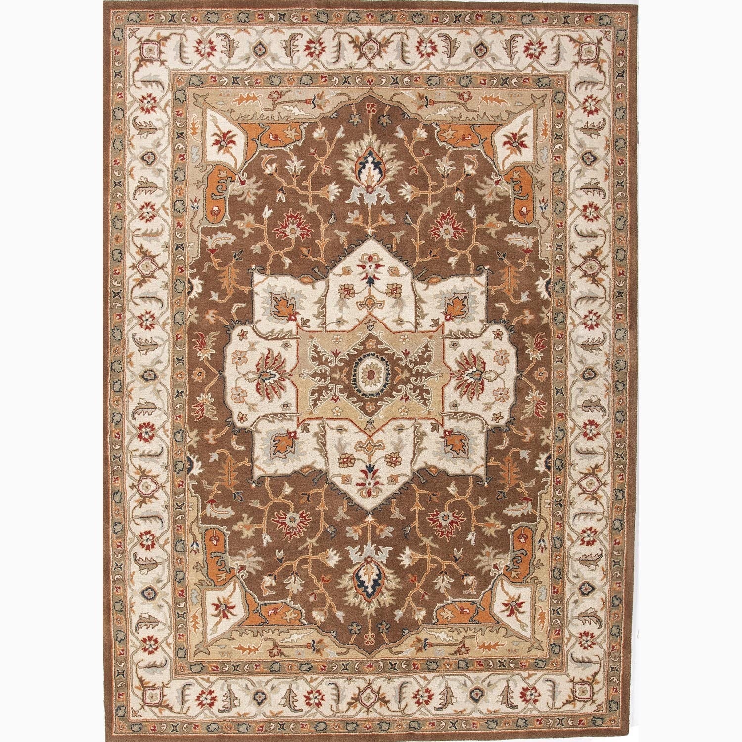 Hand made Oriental Pattern Brown/ Ivory Wool Rug (8x10)