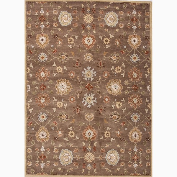 Handmade Oriental Pattern Brown/ Red Wool Rug (8 x 10)   15848119