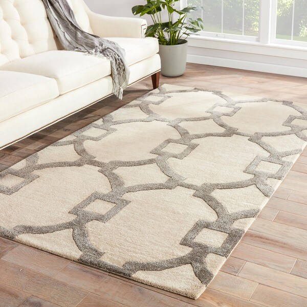 Bronx Handmade Trellis Gray/ Beige Area Rug (8' X 11')