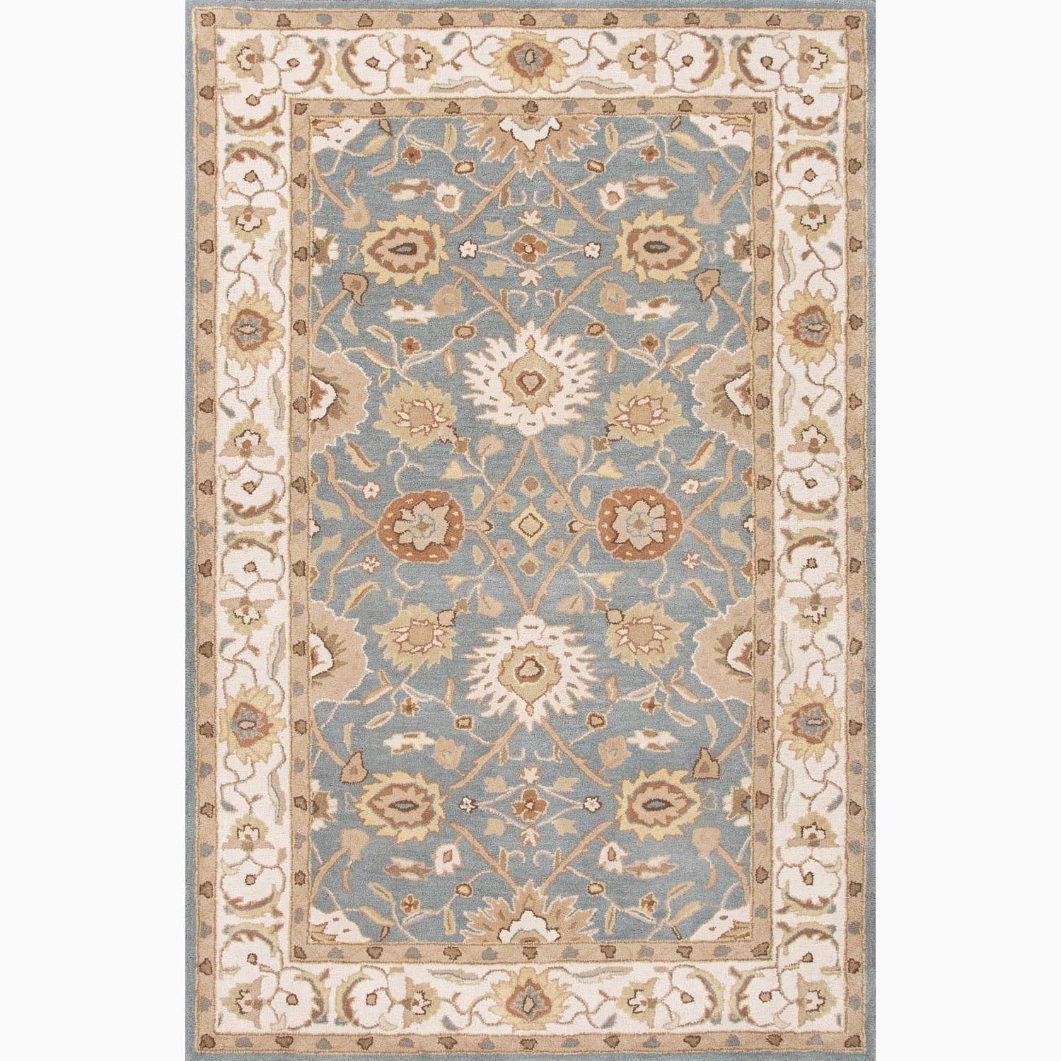 Handmade Blue/ Ivory Wool Easy Care Rug (2 X 3)