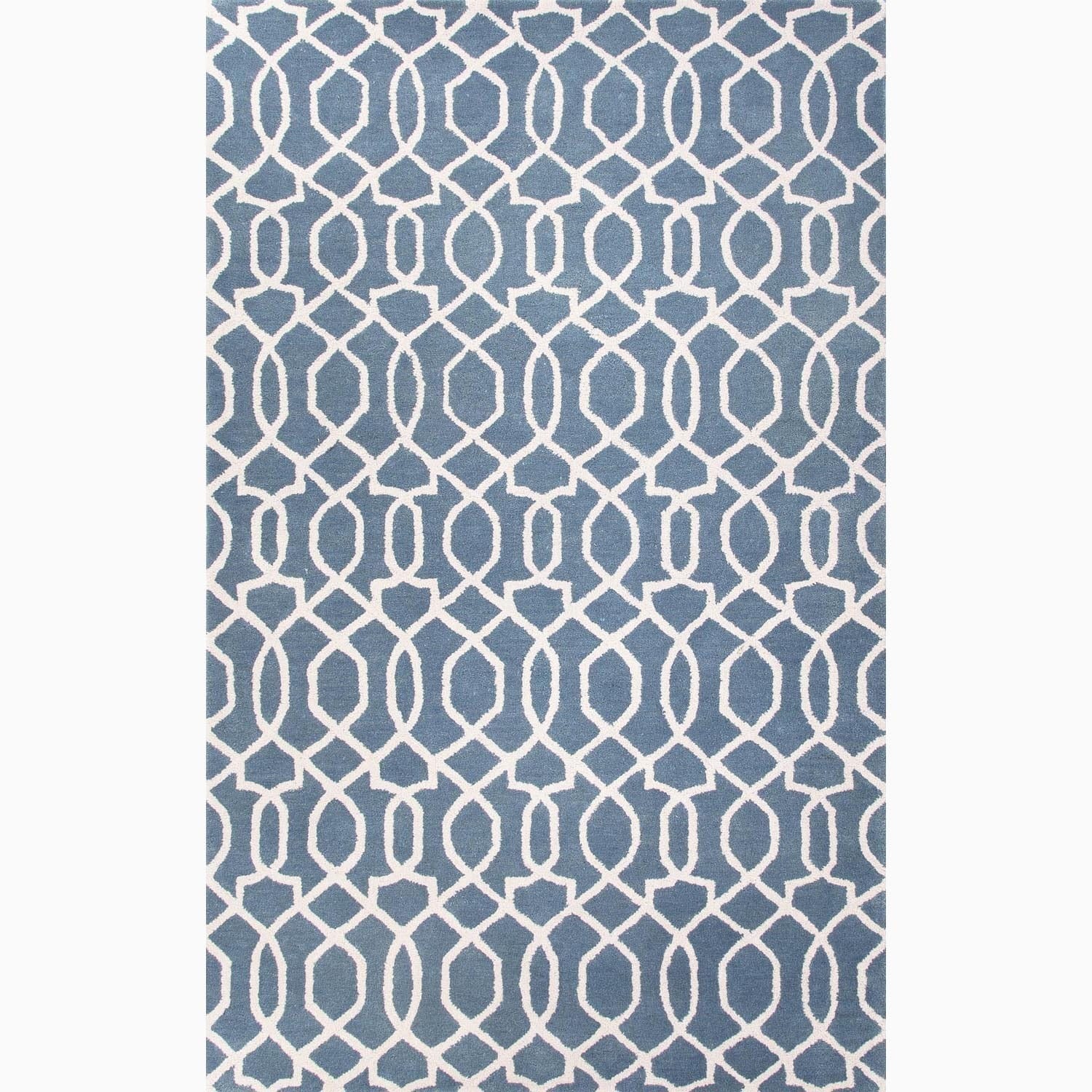 Handmade Blue/ Ivory Wool Te X Tured Rug (96 X 136)