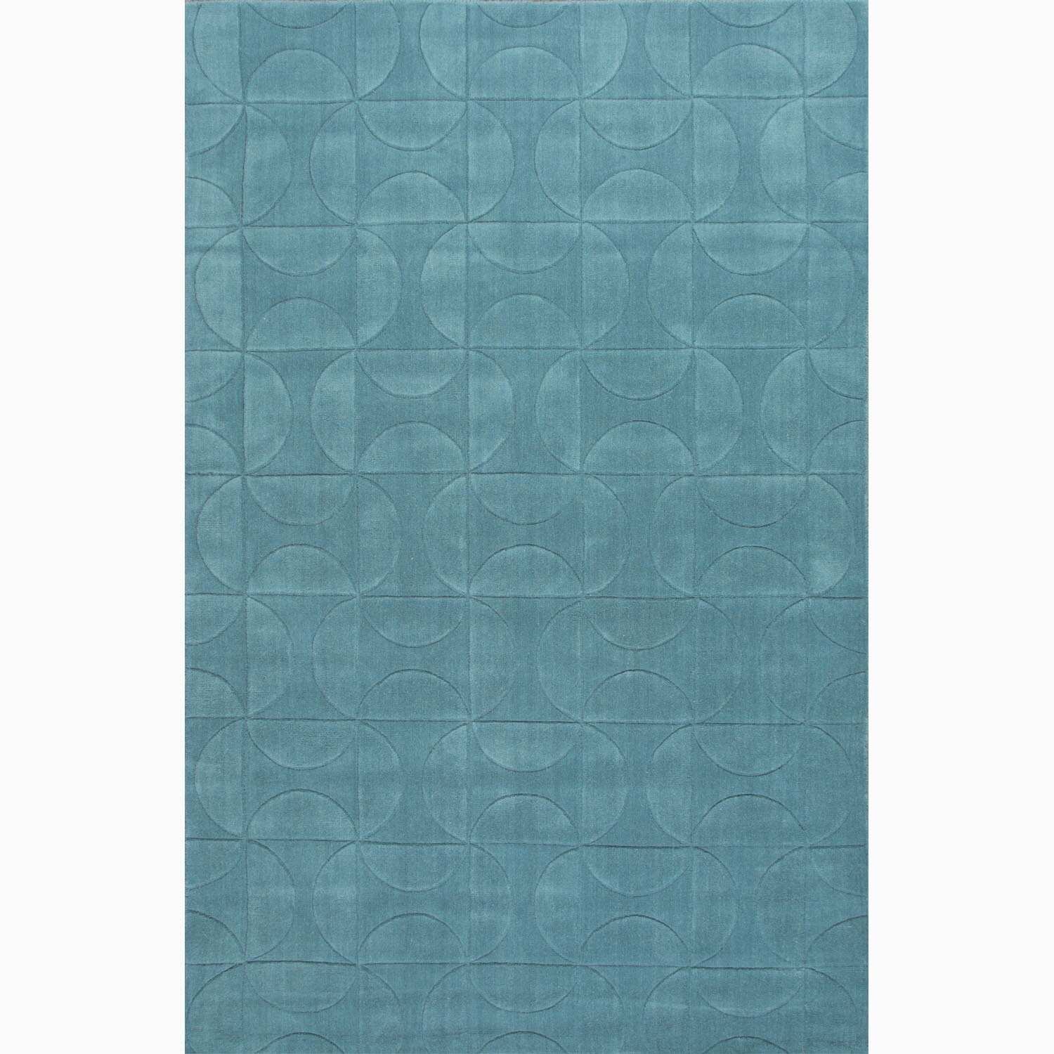 Hand made Blue Wool Textured Rug (3.6x5.6)