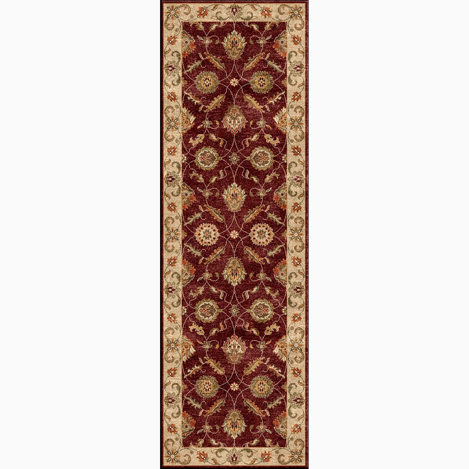 Hand made Oriental Pattern Red/ Taupe Wool Rug (2.6x8)