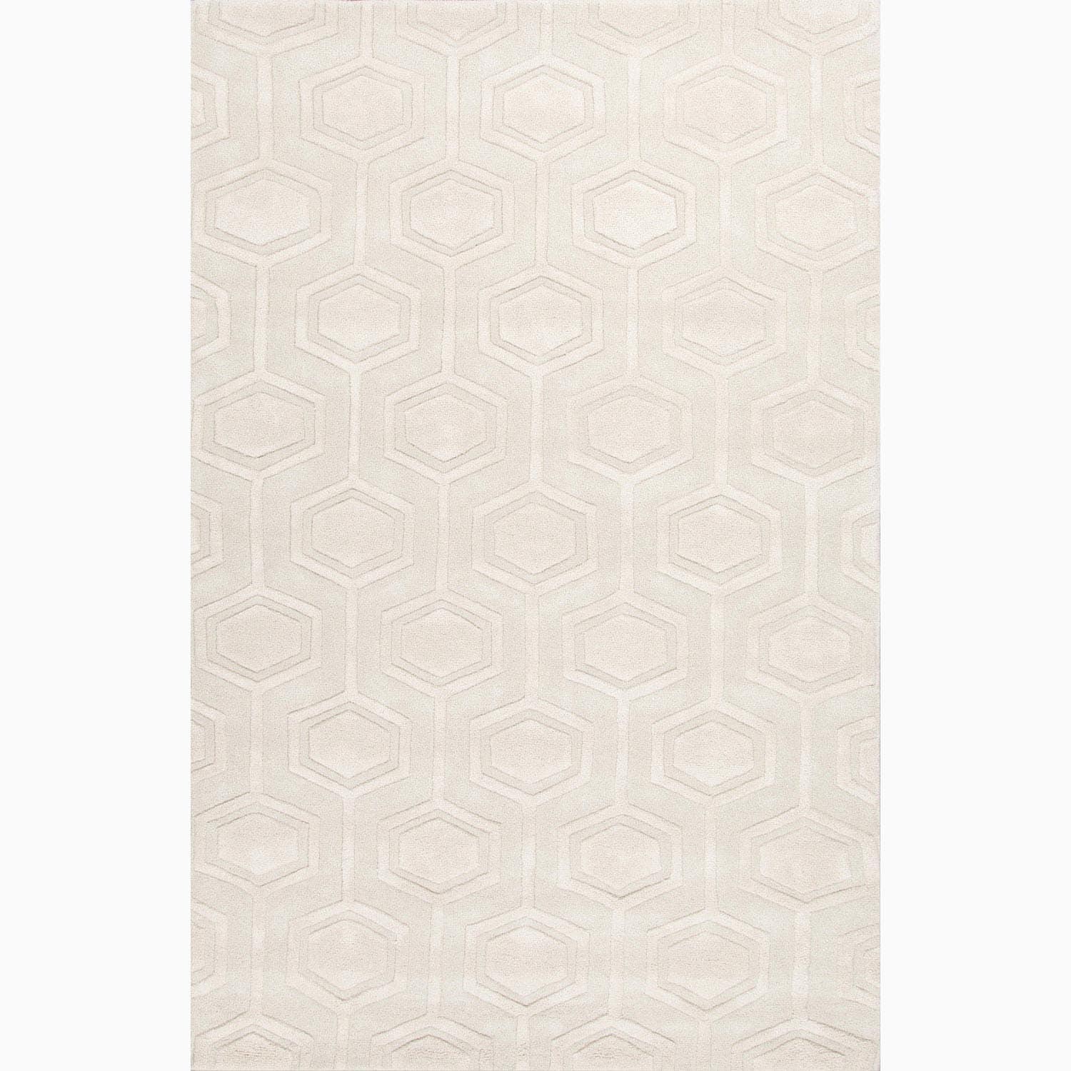 Handmade Ivory/ White Wool Te X Tured Rug (8 X 10)