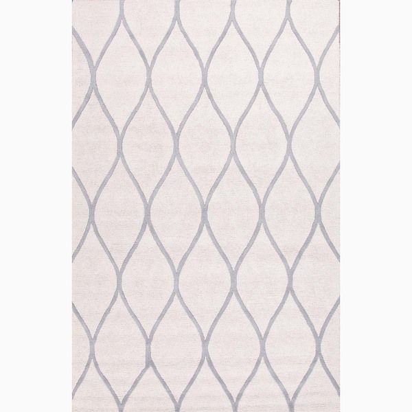 Olwen Handmade Geometric White/ Gray Area Rug (8' X 10') - 7'10" x 9'10"