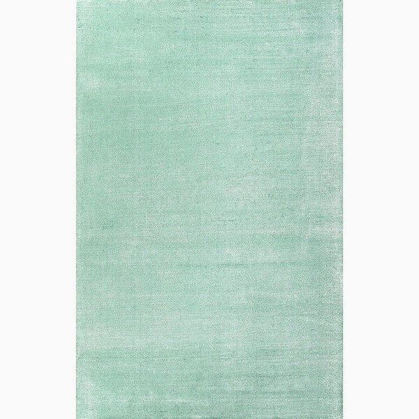 Handmade Solid Pattern Blue Wool/ Art Silk Area Rug (5 x 8