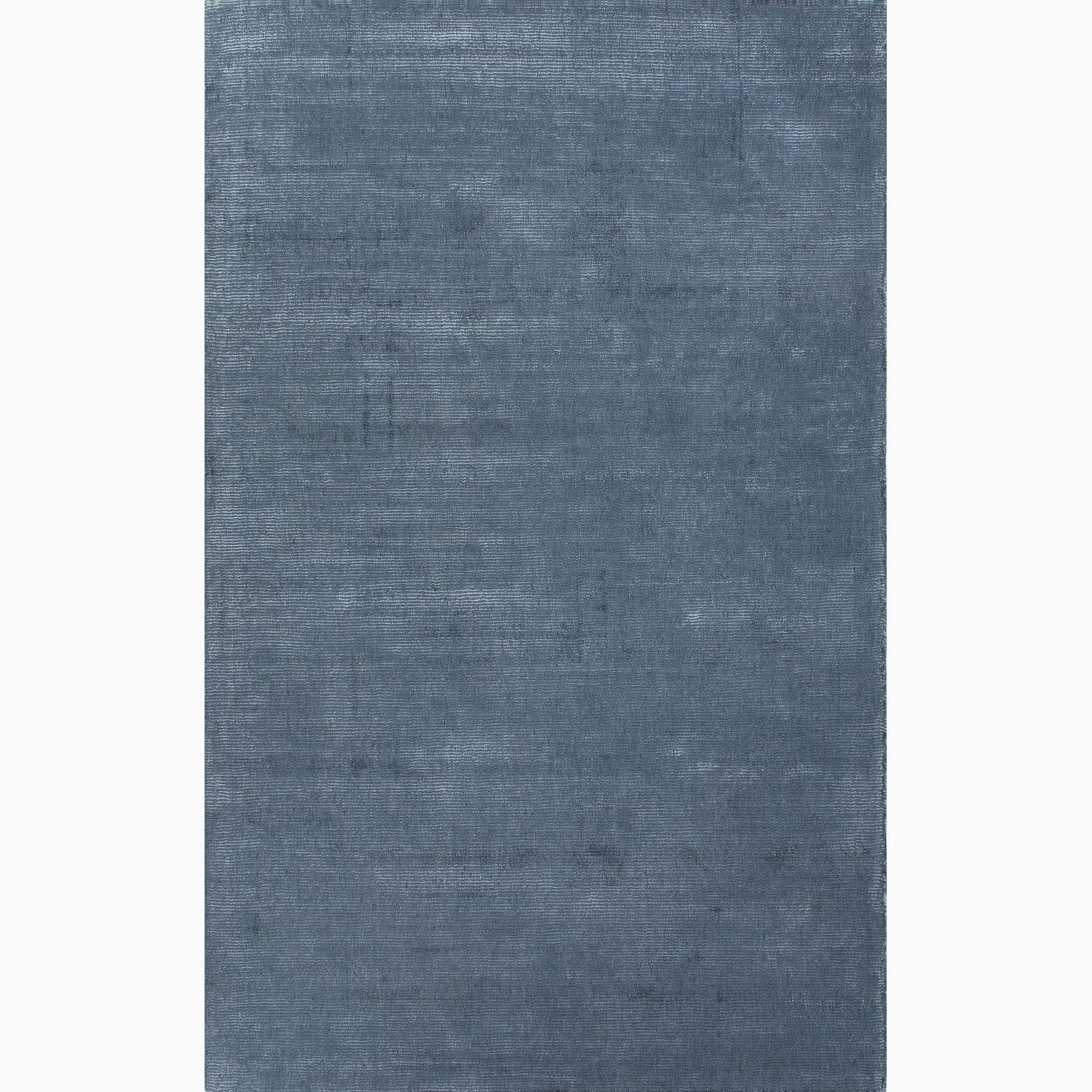 Handmade Solid Pattern Contemporary Blue Wool/ Art Silk Rug (5 X 8)