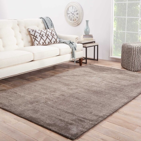 Minke Handmade Solid Dark Gray/ Silver Area Rug (5' X 8')