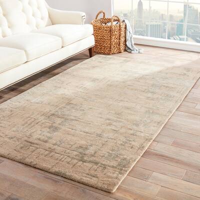Raynor Handmade Abstract Beige/ Silver Area Rug (8' X 10') - 8' x 10'
