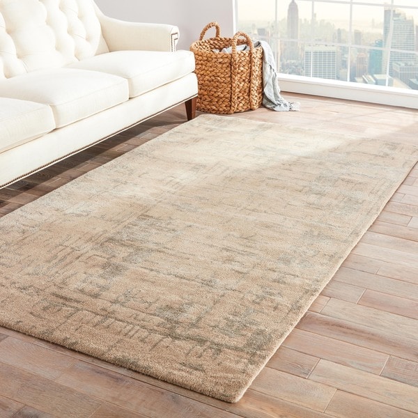 Raynor Handmade Abstract Beige/ Silver Area Rug (8' X 10') - 8' x 10'