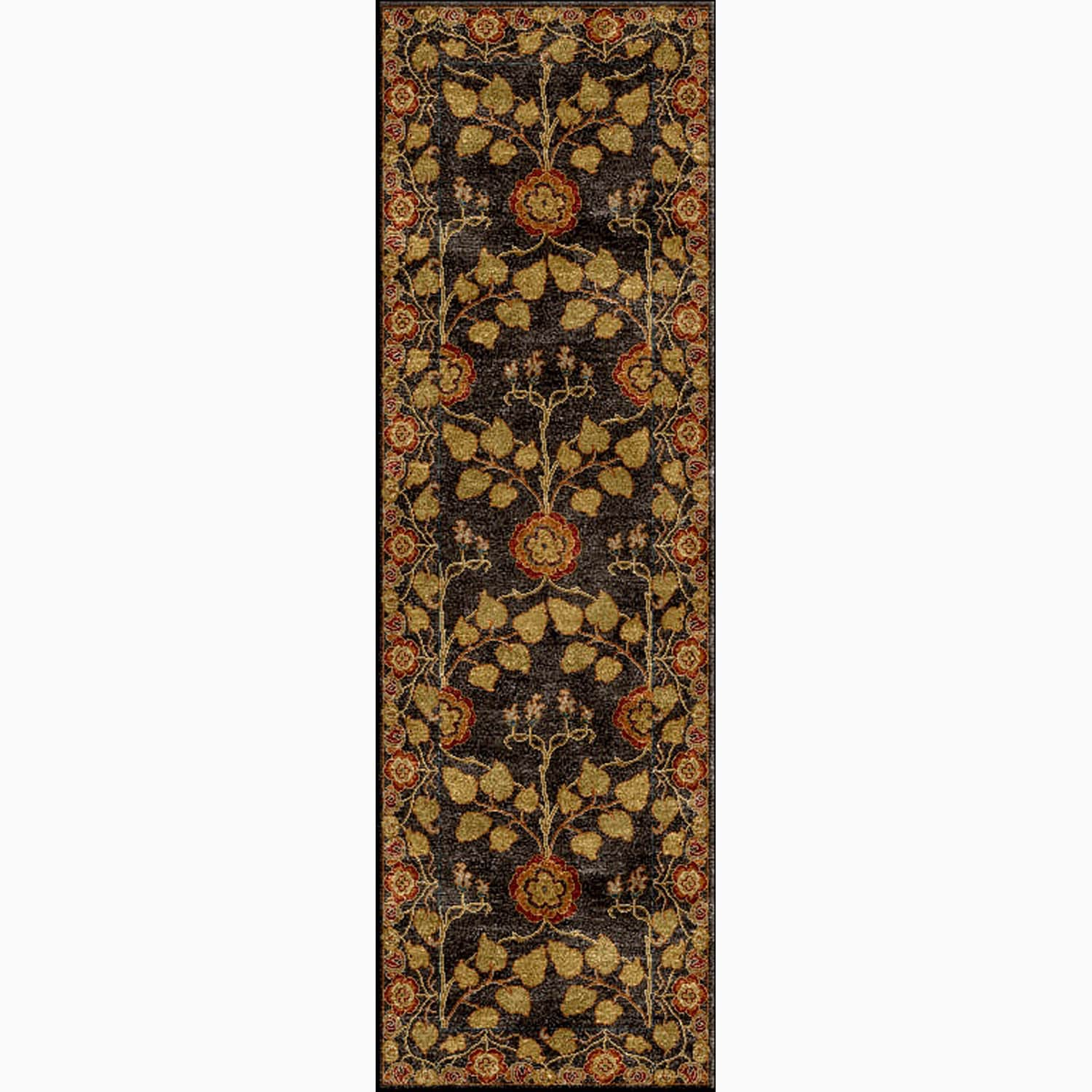 Handmade Arts And Craft Pattern Brown/ Yellow Wool Rug (26 X 8)