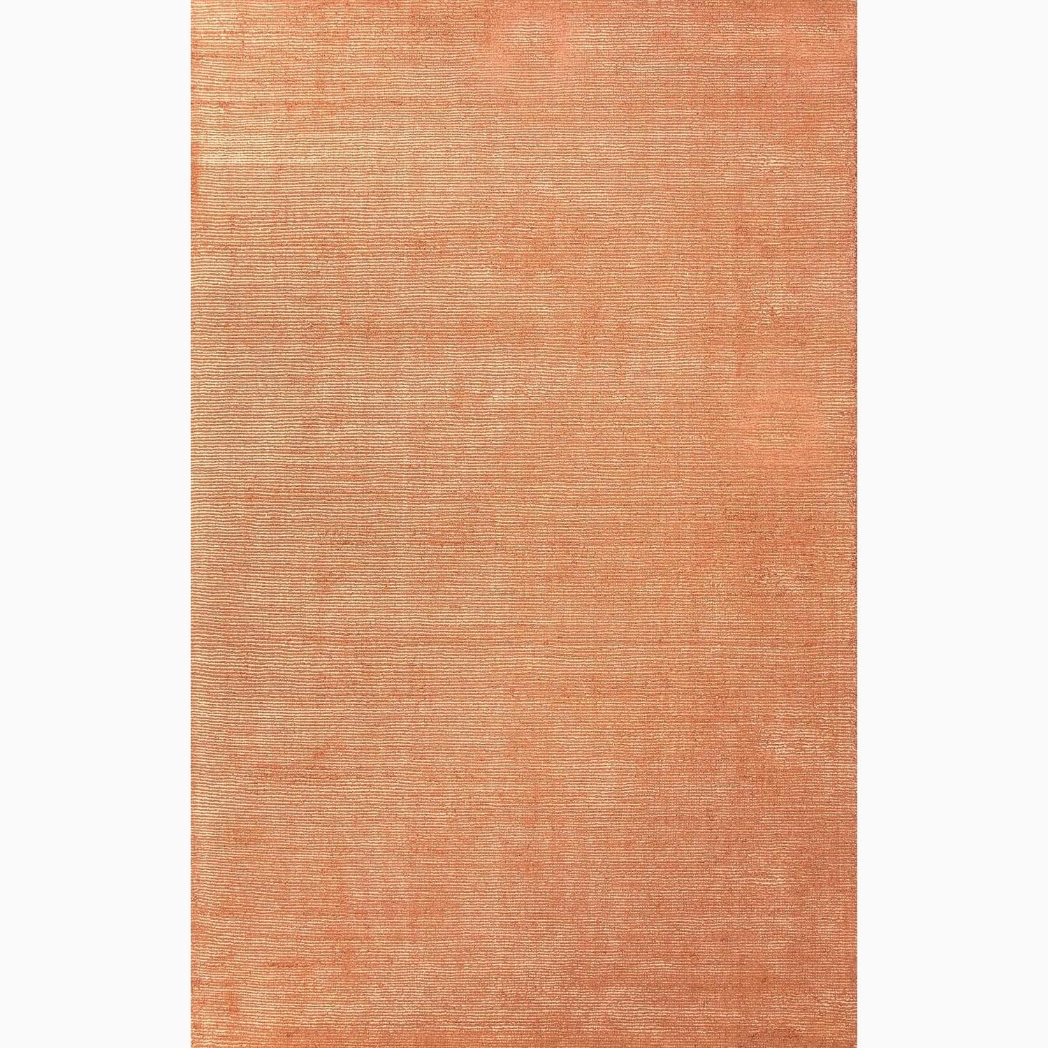 Hand made Solid Pattern Orange Wool/ Art Silk Rug (5x8)