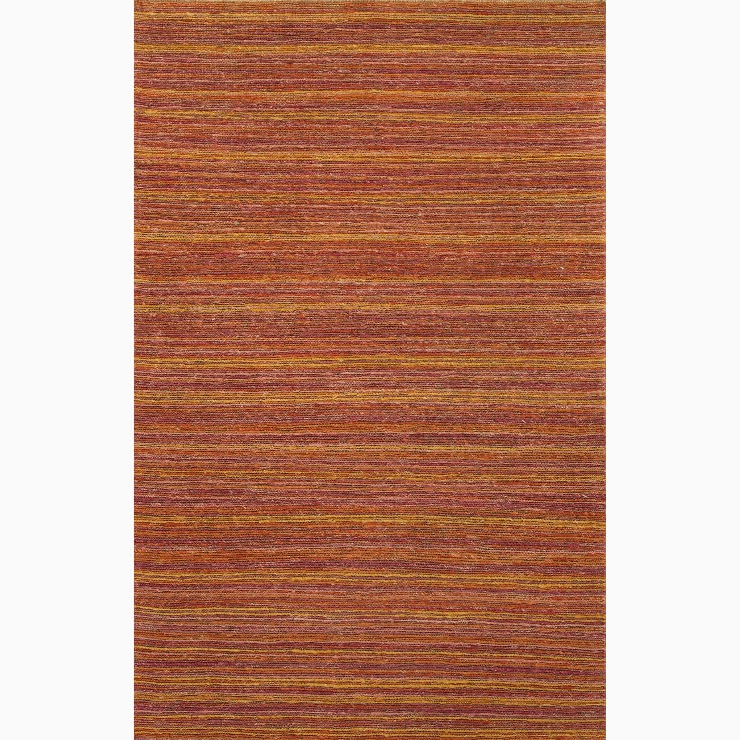 Hand made Stripe Pattern Red/ Orange Hemp Rug (3.6x5.6)