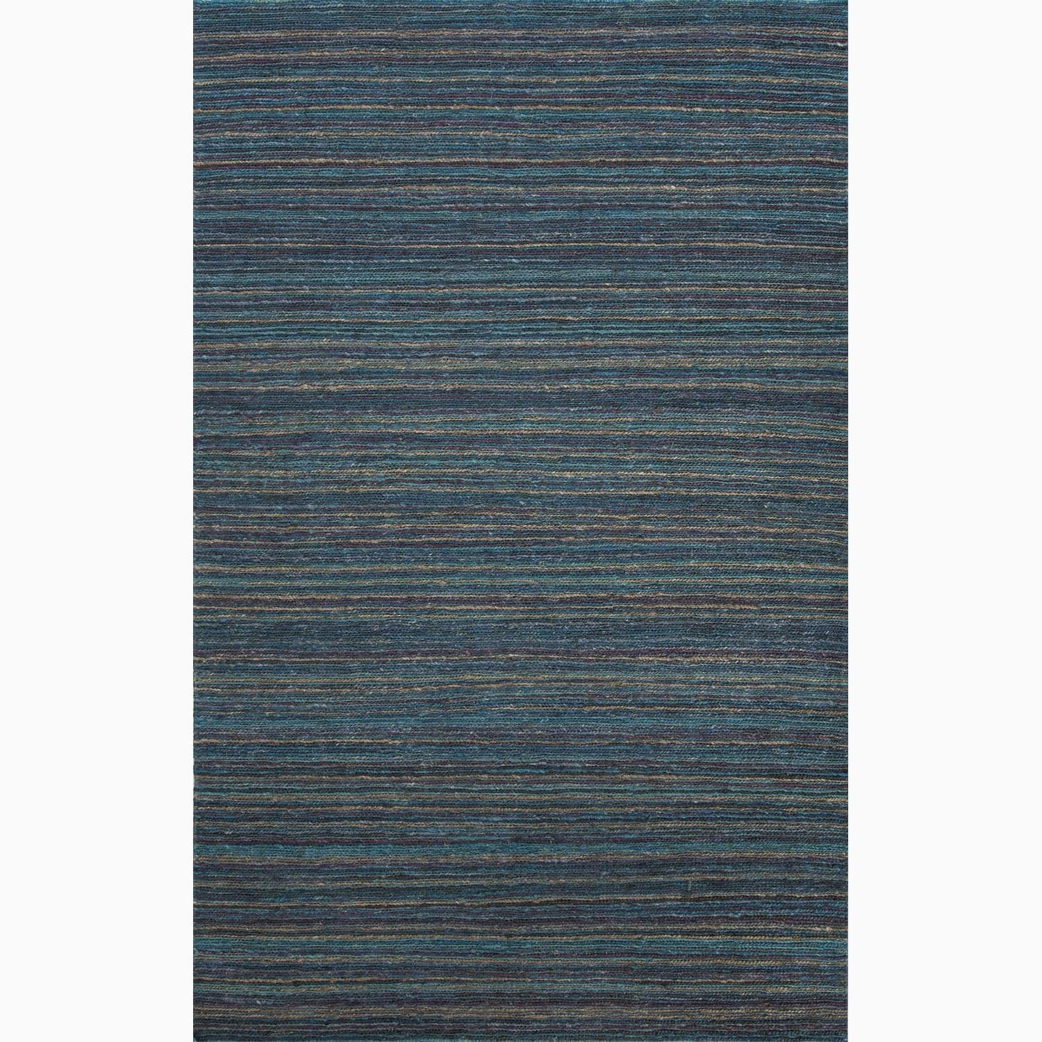 Handmade Stripe Pattern Blue/ Purple Hemp Rug (8 X 10)