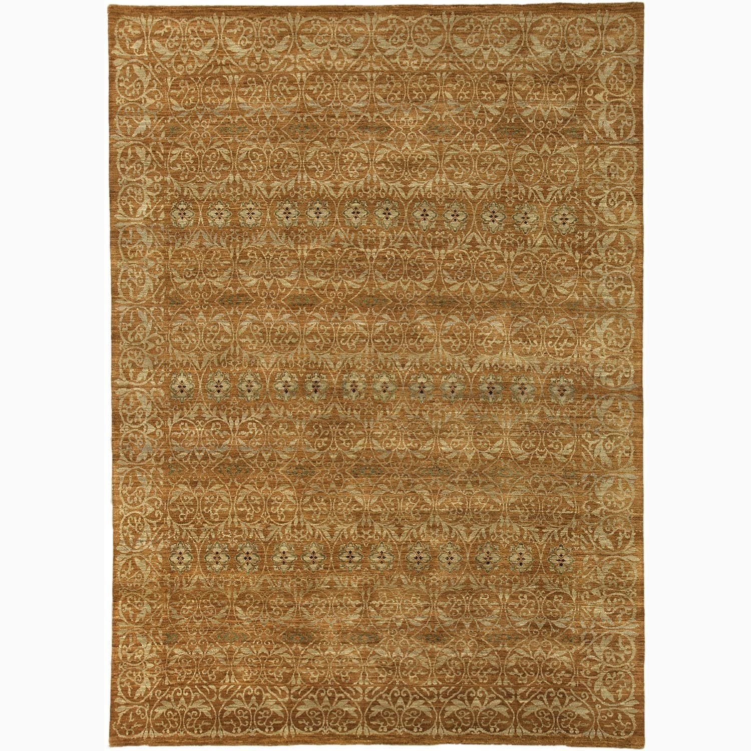 Handmade Abstract Pattern Orange/ Taupe Wool Rug (2 X 3)