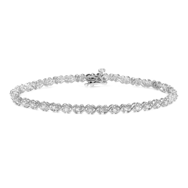 Auriya 14k White Gold 1 3ct Tdw Xo Diamond Tennis Bracelet Auriya 14k White Gold 1 3ct Tdw Xo Diamond Tennis Bracelet