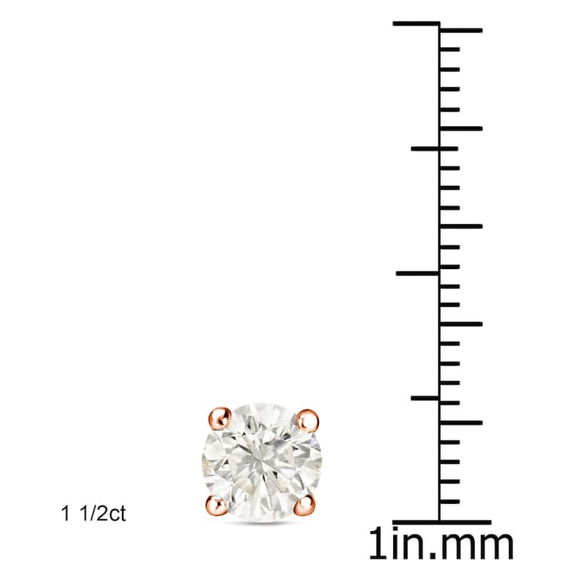 Auriya Round Diamond Stud Earrings 1 to 2ct TDW 14k Rose Gold Certified (J-K, I1-I2)