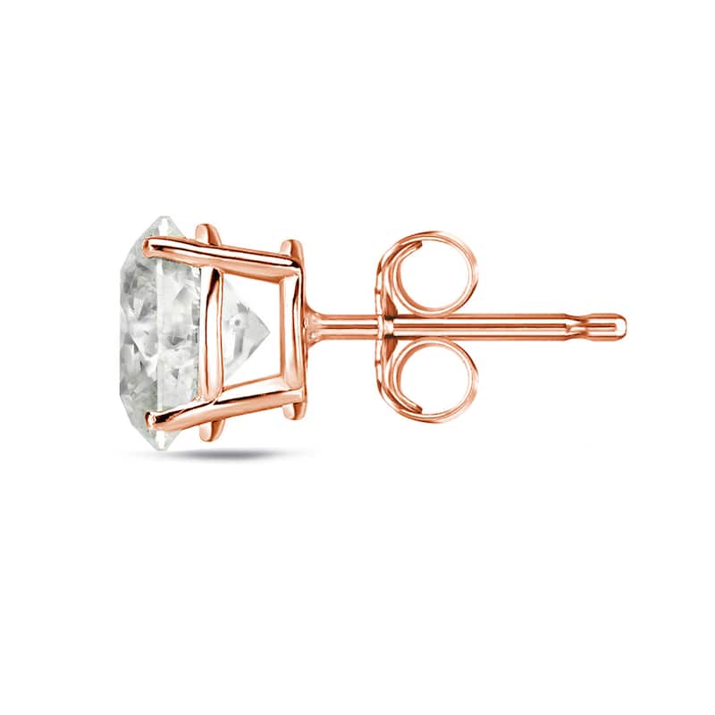Auriya Round Diamond Stud Earrings 1 to 2ct TDW 14k Rose Gold Certified (J-K, I1-I2)