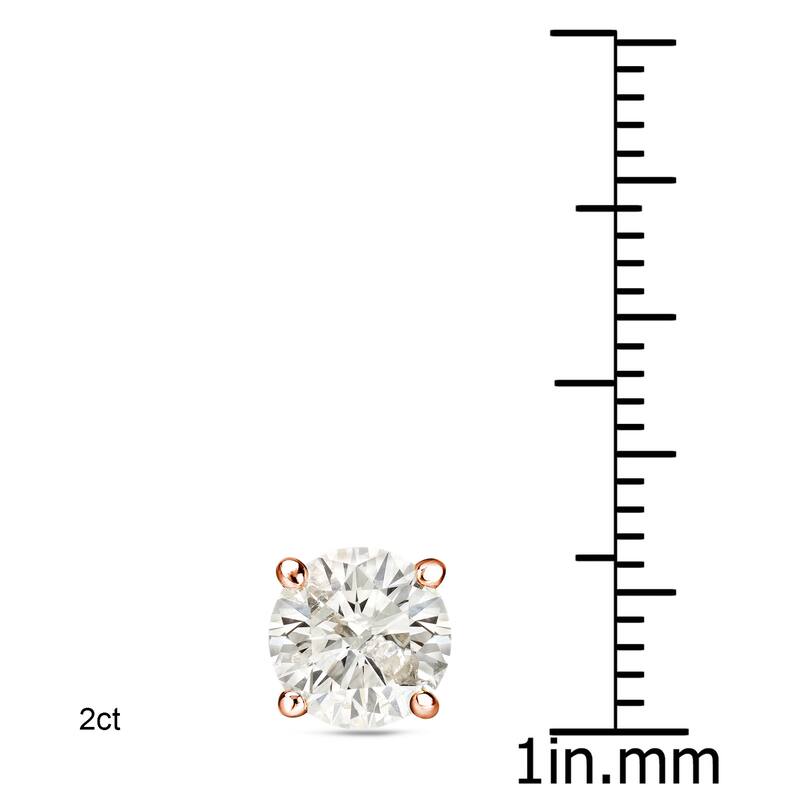 Auriya Round Diamond Stud Earrings 1 to 2ct TDW 14k Rose Gold Certified (J-K, I1-I2)