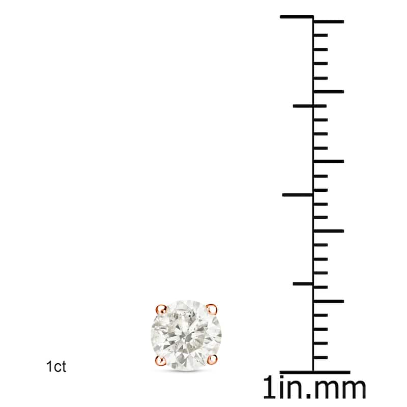 Auriya Round Diamond Stud Earrings 1 to 2ct TDW 14k Rose Gold Certified (J-K, I1-I2)