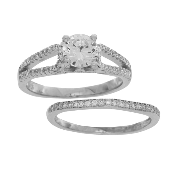 NEXTE Jewelry Sterling Silver Round Cut Cubic Zirconia Zirconia Bridal