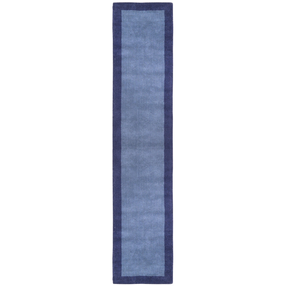 Blue Border Pulse Hand Tufted Wool Runner 2.5x12